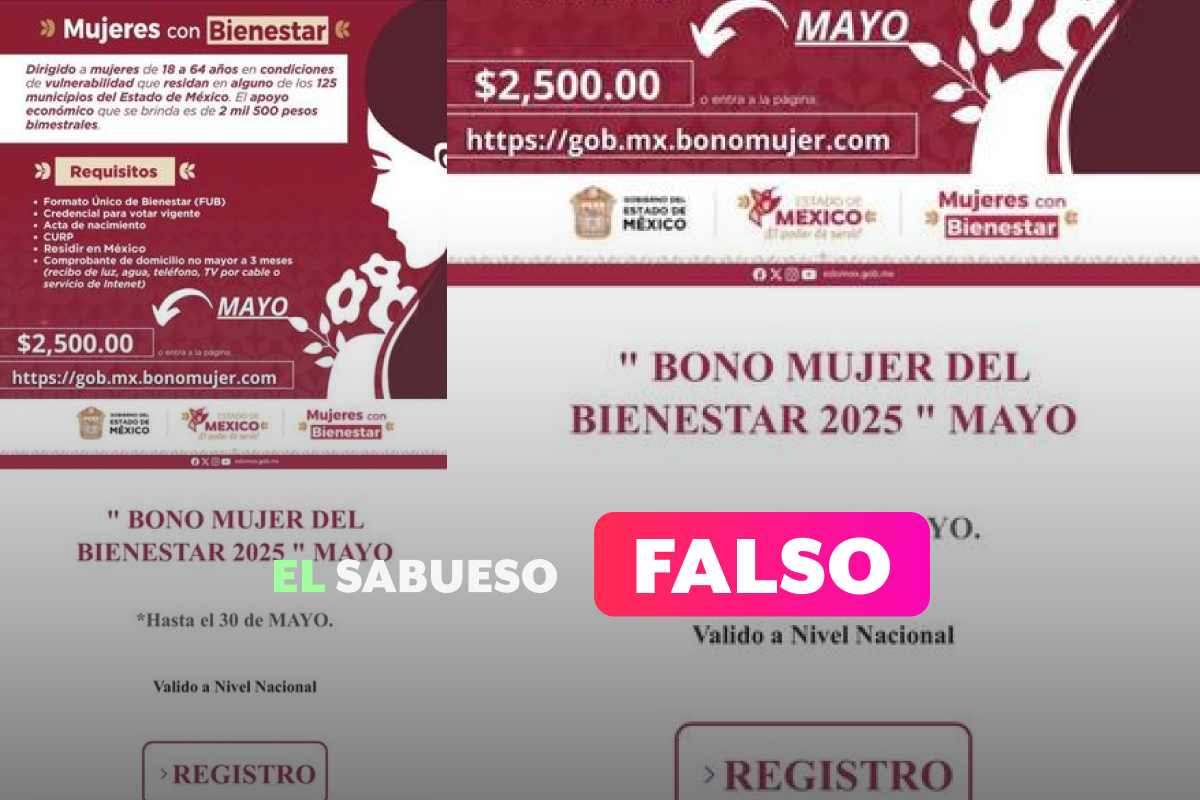 Es falso que hay un "Bono Mujer Del Bienestar 2025”, como asegura imagen de WhatsApp