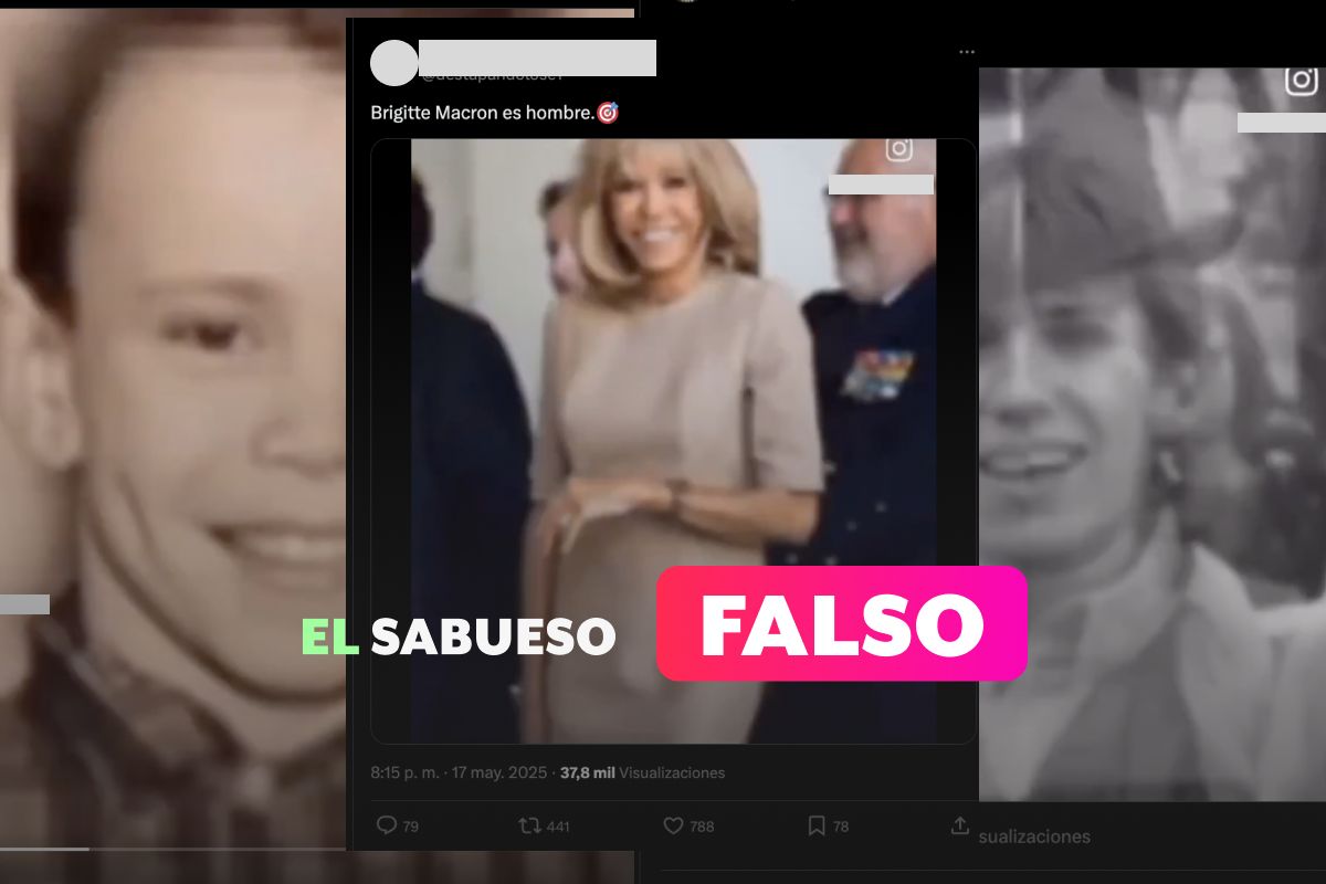 Publicación desinforma sobre el género de Brigitte Macron; fotos muestran a su hermano