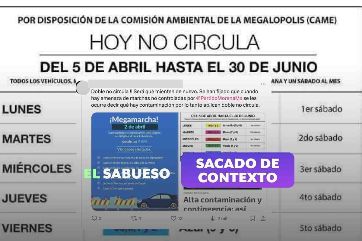 ¿‘Doble hoy no circula’ en CDMX hasta junio? Falso, imagen fue sacada de contexto
