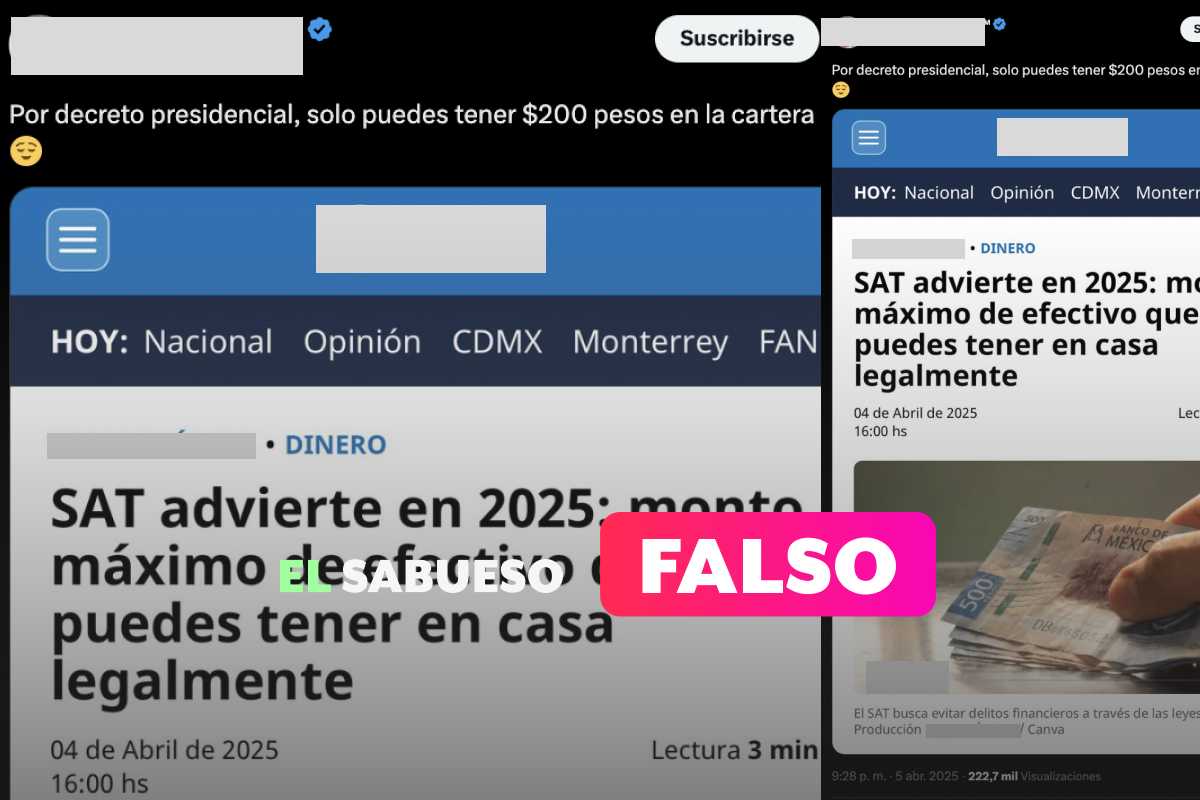 Falso, el SAT no impuso un límite de efectivo para tener en casa