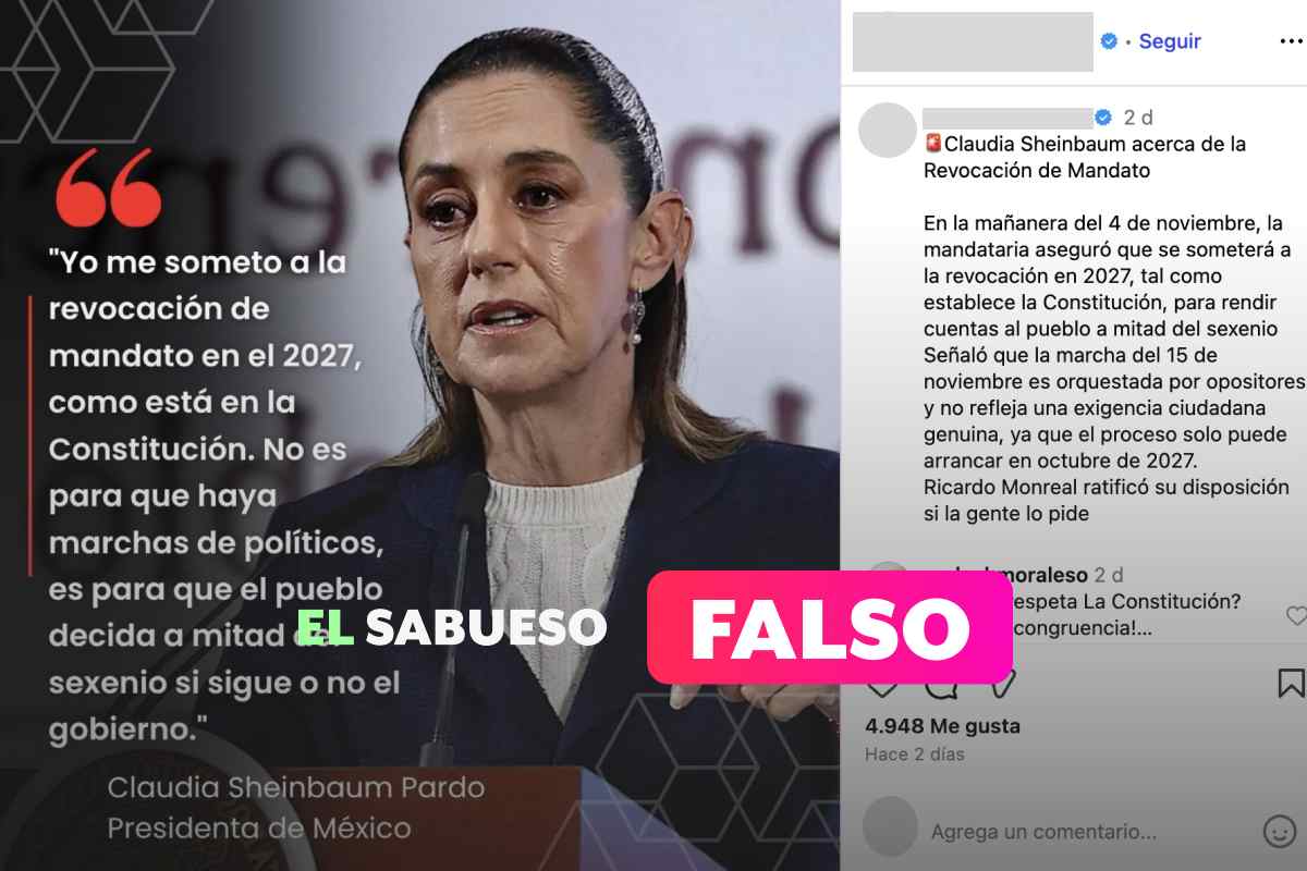 Es falso que Sheinbaum habló sobre la revocación de mandato tras el asesinato de Carlos Manzo