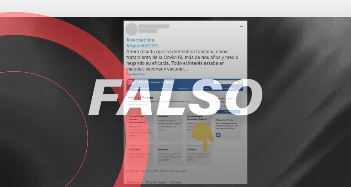 Falso que institutos de Salud de EU aprobaran la ivermectina contra COVID