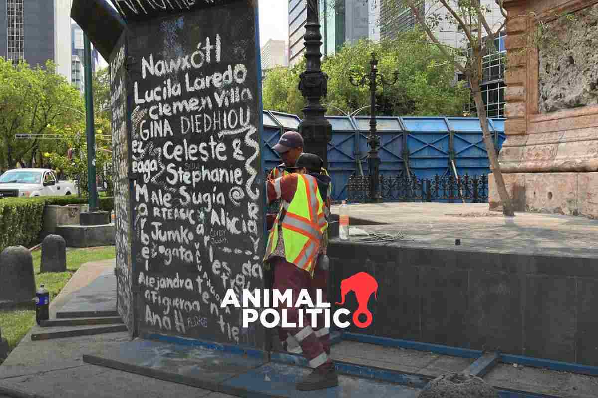 Hacen "limpieza social" en Glorieta de las Mujeres que Luchan en CDMX previo al Mundial, denuncian