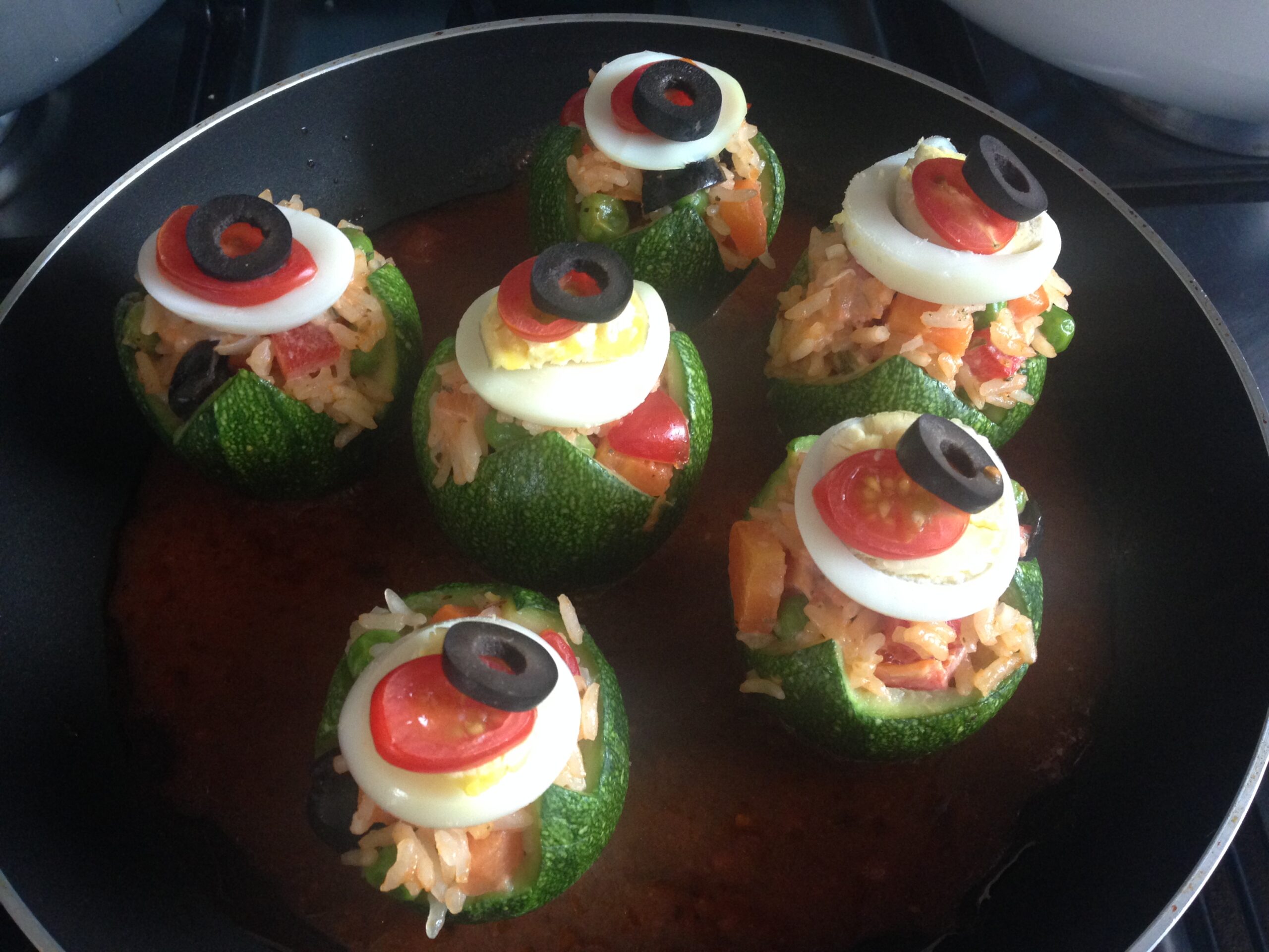 #Receta: Calabacitas rellenas de arroz con verduras