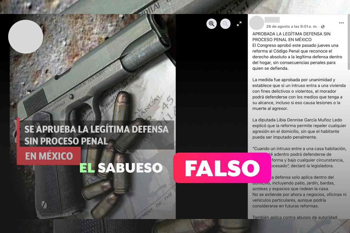 ¿Se aprobó la legítima defensa sin proceso penal? No, es desinformación 