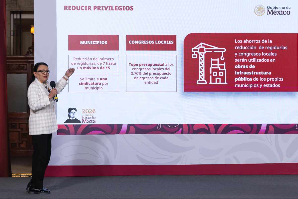 Rosa Icela Rodriguez en mañanera. Foto: Presidencia 