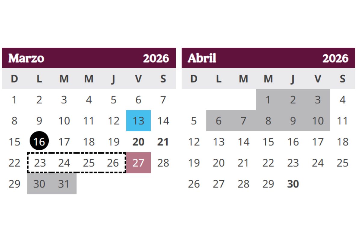 semana santa Calendario Escolar 2025-2026 sep