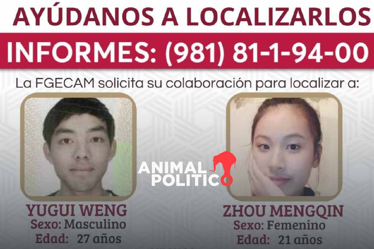 Reportan desaparición de 2 turistas chinos en Campeche; no se sabe de ellos desde el 28 de diciembre
