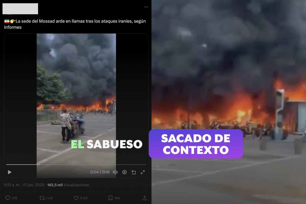 ¿Video muestra ataque de Irán a sede del Mossad? No, es del incendio de un estacionamiento en China