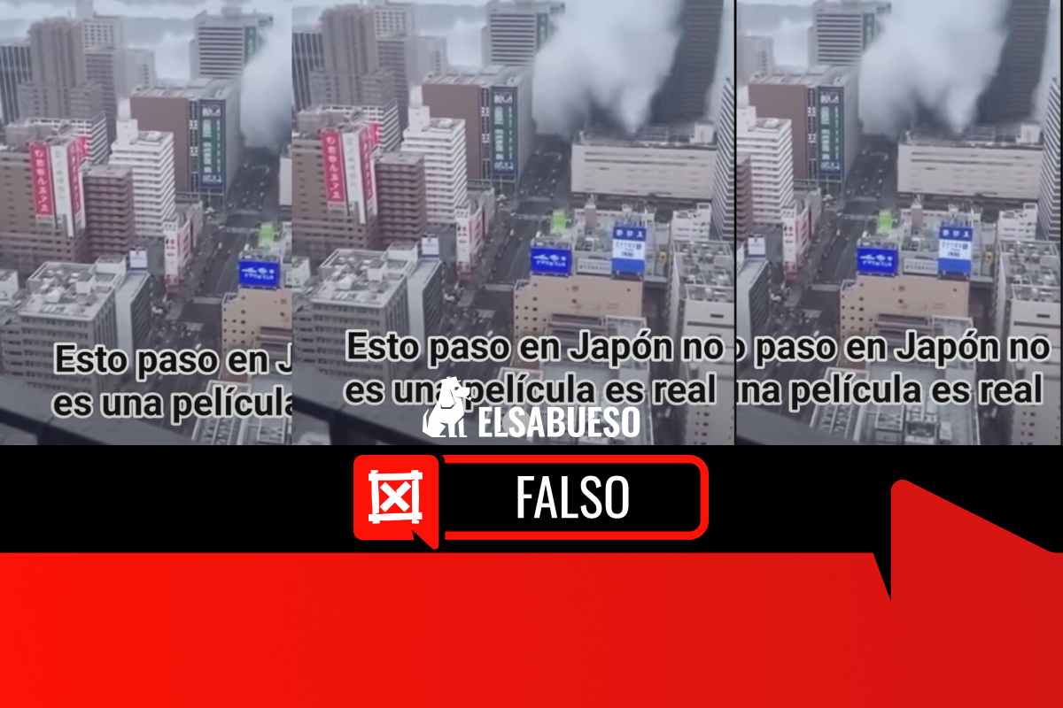 Este video no es de un tsunami en Japón por el sismo de 7.7; el video fue generado con IA