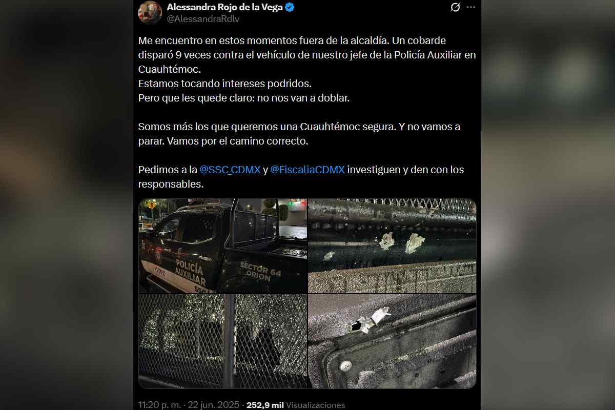 Alessandra Rojo de la Vega denuncia ataque jefe policía