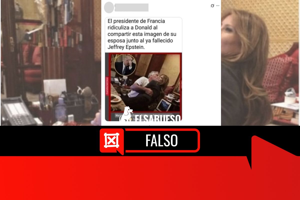 Macron no compartió una foto de Melania Trump con Jeffrey Epstein