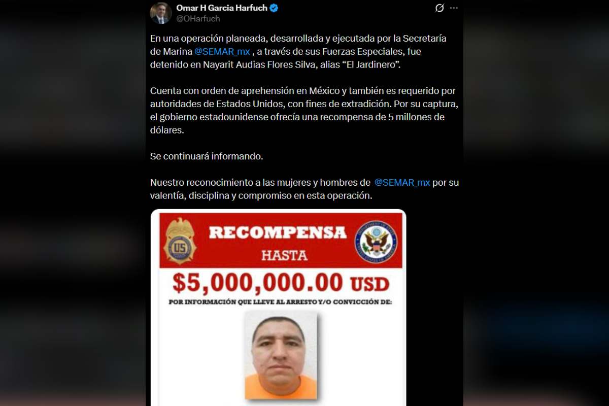 Omar García Harfuch informa detención el jardinero