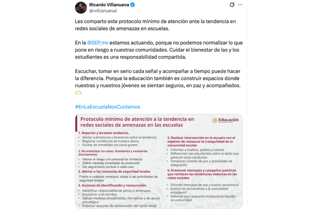 Autoridades han documentado al menos 18 amenazas a planteles educativos en 14 entidades federativas, por lo que la SEP ha exhortado a las escuelas a implementar el protocolo mínimo de atención.