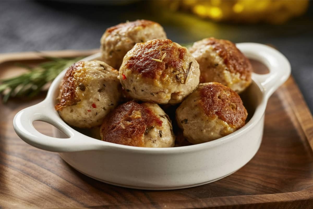 Albóndigas de pollo con salsa de chile poblano
