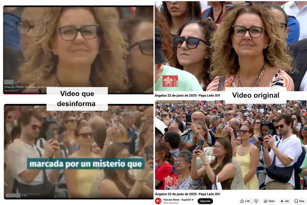 Una grabación difundida en redes sociales utiliza un audio falso y hace parecer que es un discurso del papa León XIV; el video original es de junio de 2025. 