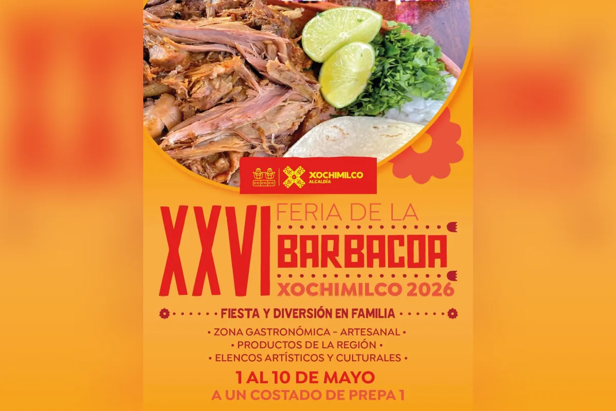 Cártel con información sobre la Feria de la Barbacoa en Xochimilco