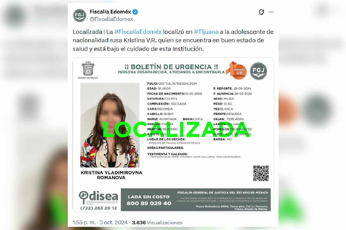 fiscalia edomex menor rusia desaparecida