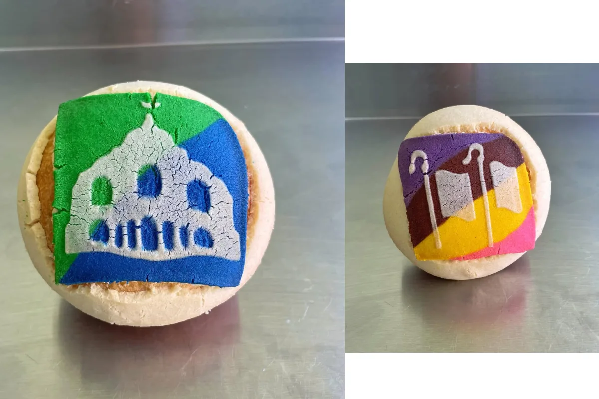 Conchas, pan dulce mexicano, con iconos de diferentes estaciones del Metro del CDMX