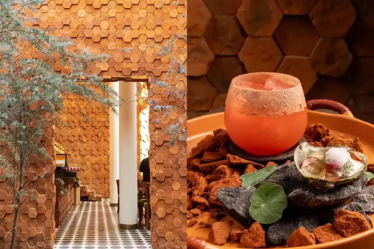 Fachada y platillos de Octo restaurante en Guadalajara