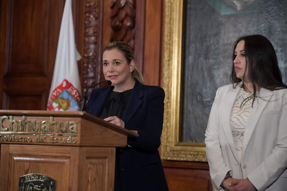 Maru Campos, gobernadora de Chihuahua, en conferencia de prensa en la que anunció una unidad especializada para investigar la presencia de agentes de Estados Unidos durante un operativo