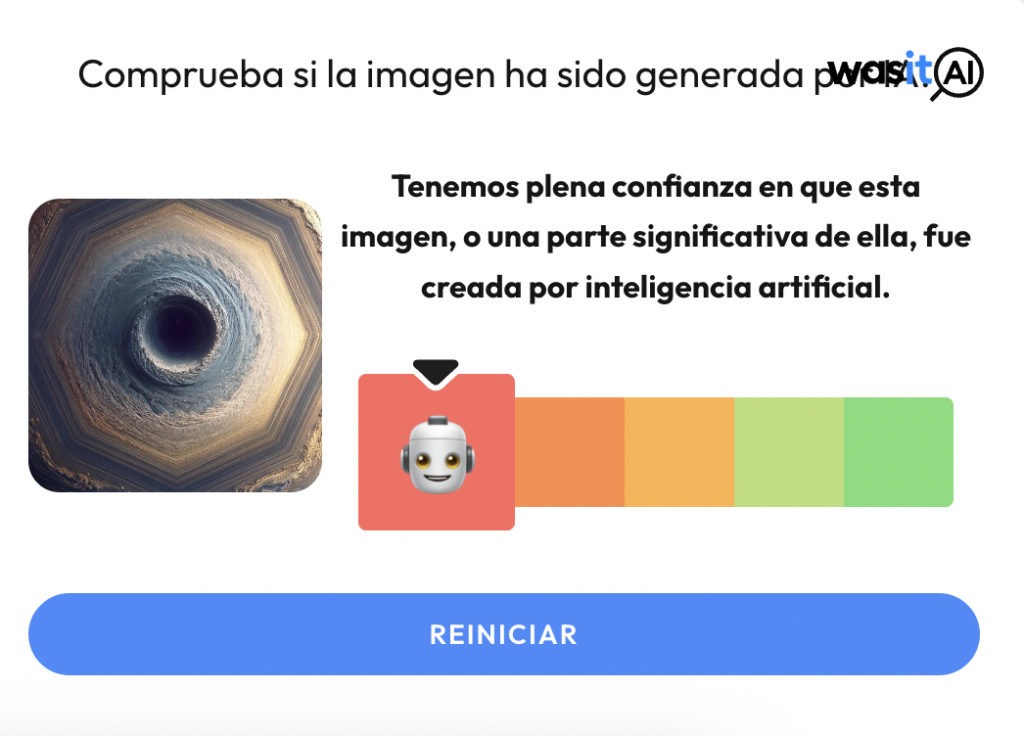 Fuente: captura de pantalla del uso de la herramienta de detección de inteligencia artificial