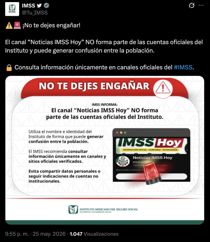 Fuente: captura de pantalla de la cuenta de X del IMSS