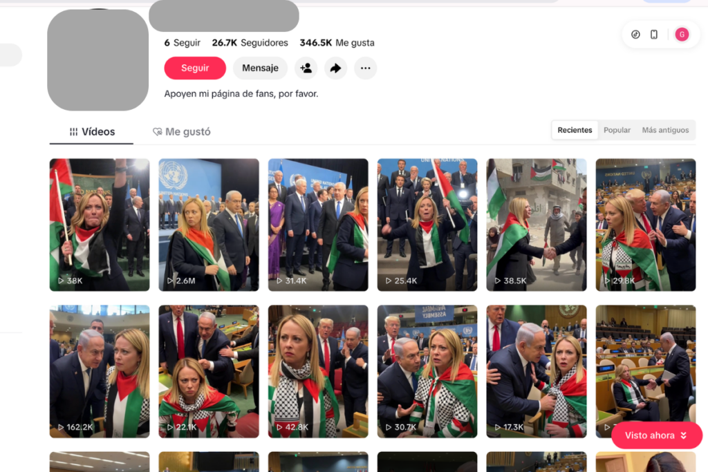 No existe registro de que la primera ministra de Italia mostró su apoyo a Palestina en la Asamblea de la ONU. Los videos fueron generados con inteligencia artificial y la funcionaria exhortó a verificar la información antes de compartirla. 