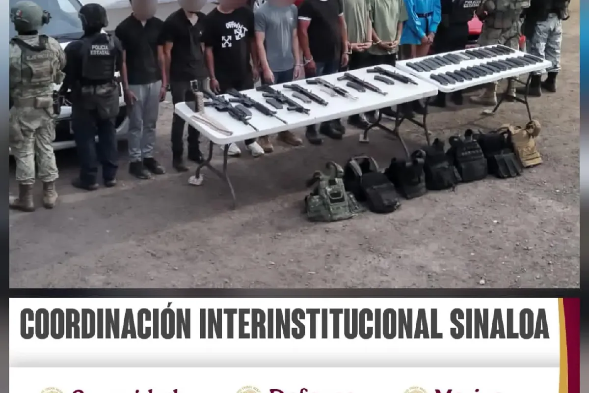 Detienen en Culiacán, Sinaloa, a ocho personas armadas; entre ellos hay dos menores de edad y una mujer