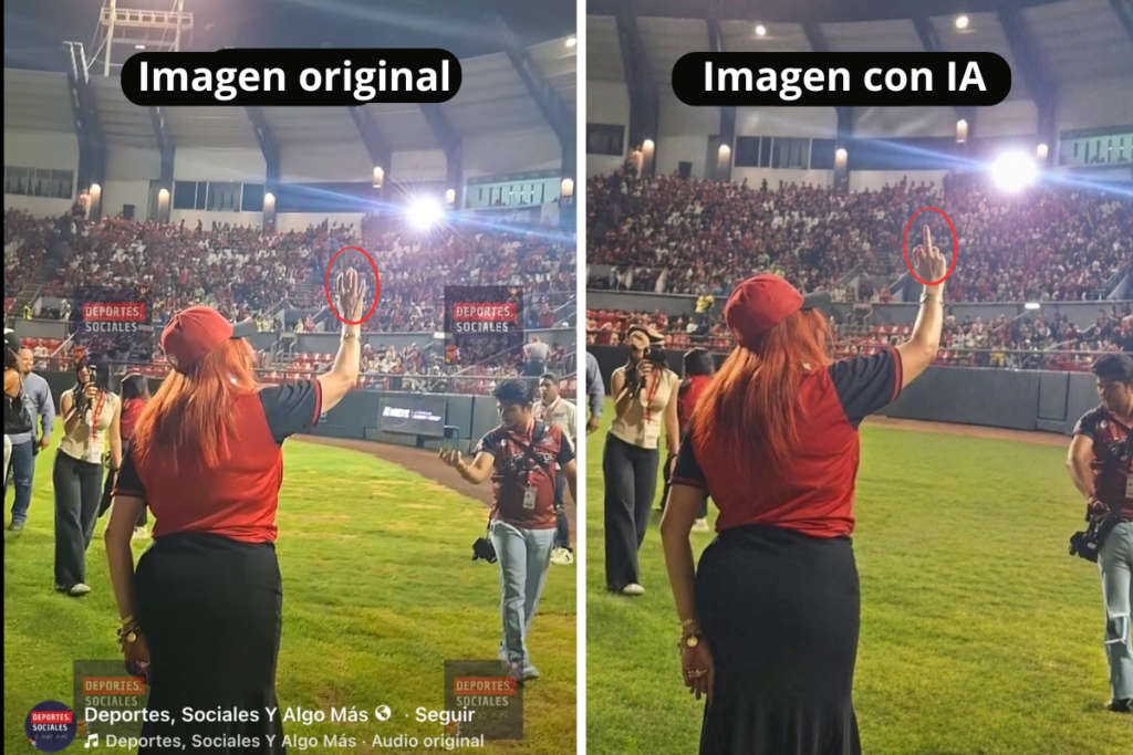  Tras recibir un fuerte abucheo, en realidad lo que hizo Layda Sansores fue saludar a los asistentes a la inauguración de la temporada de la Liga Mexicana de Beisbol, no hacer una señal obscena.