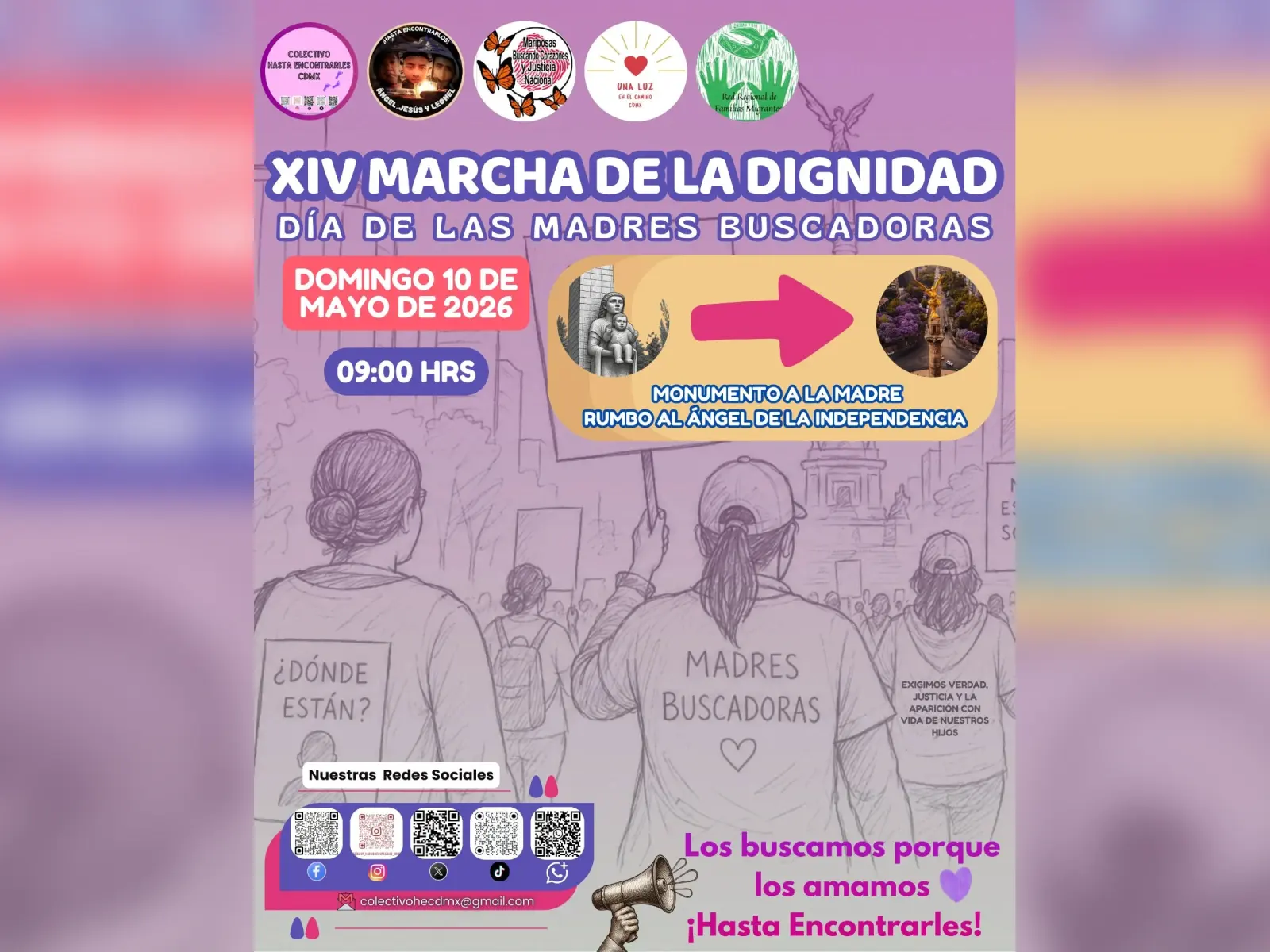 Convocatoria del colectivo hasta encontrarles sobre la marcha del 10 de mayo