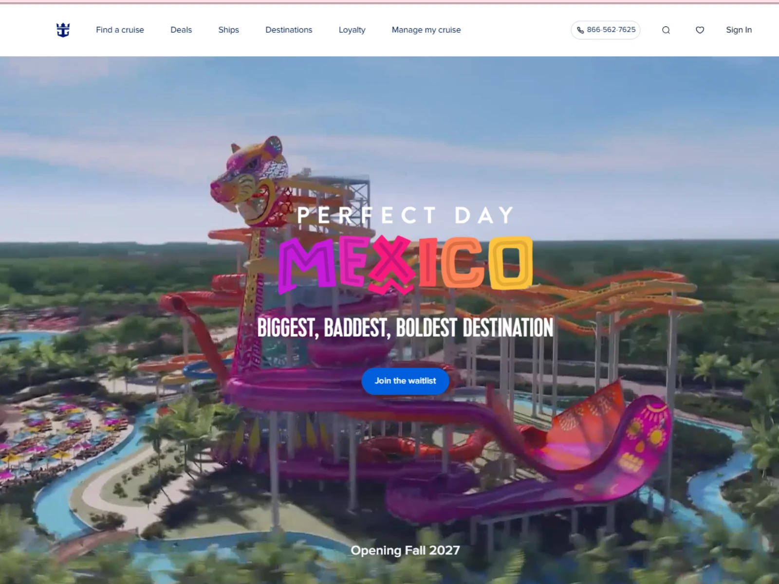 El proyecto "Pefect Day" ya se anuncia en la página oficial de Royal Carebean | Foto: Captura de pantalla 