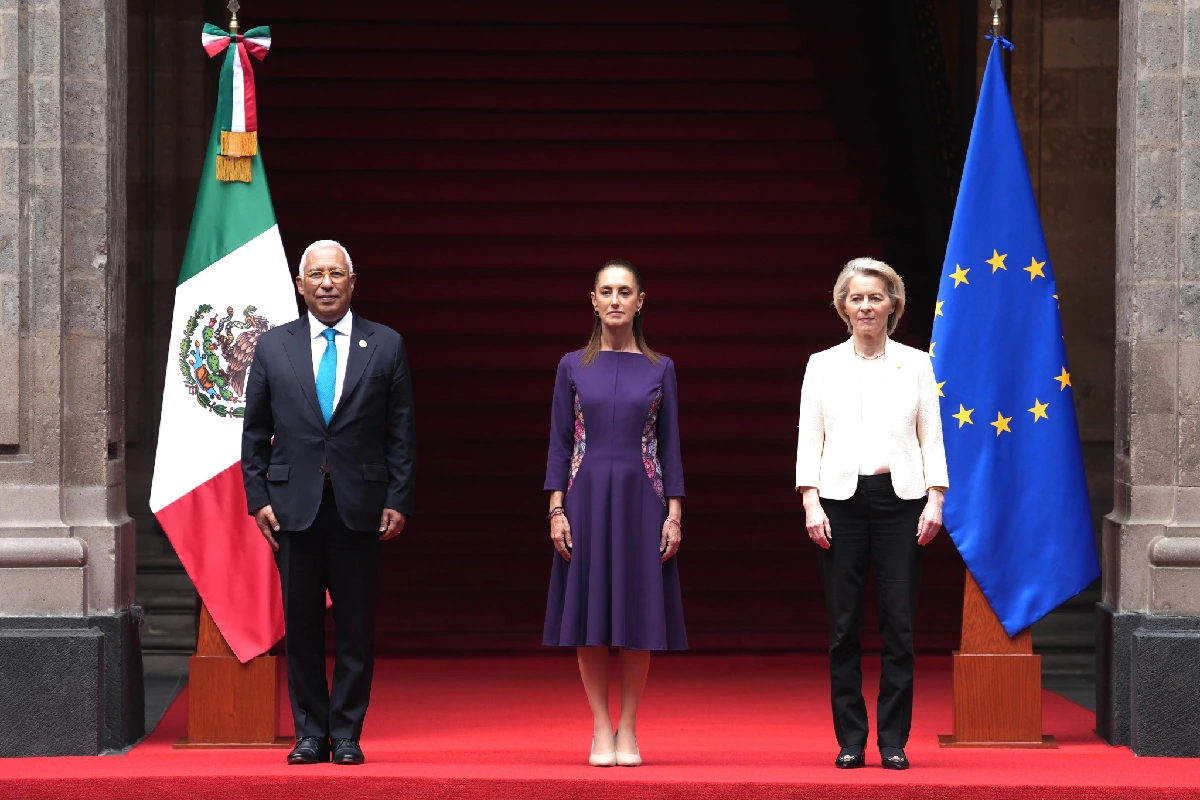 Presidenta Claudia Sheinbaum a su recibimiento de autoridades europeas