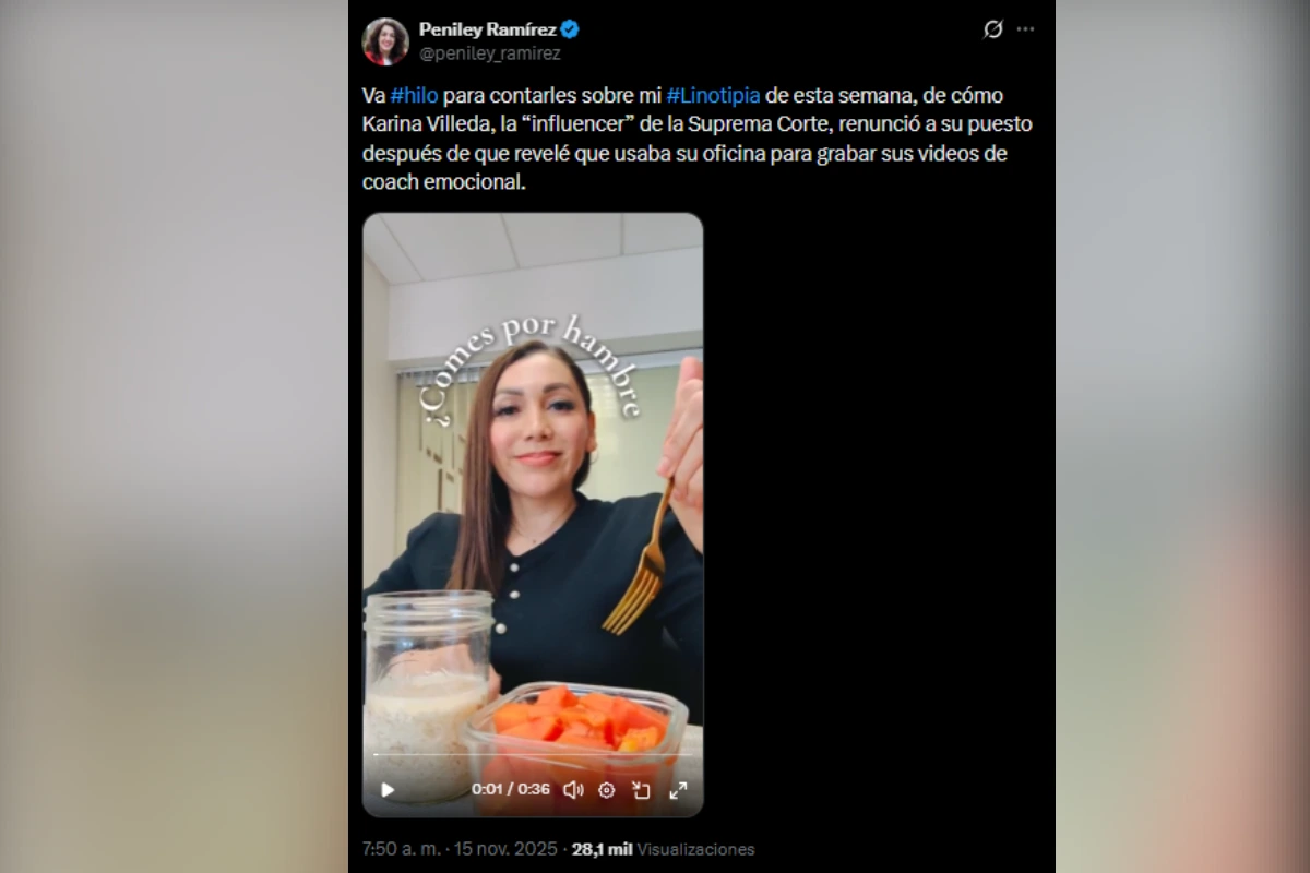 Captura de pantalla de publicación en la que Peniley Ramírez exhibió a Karina Villeda