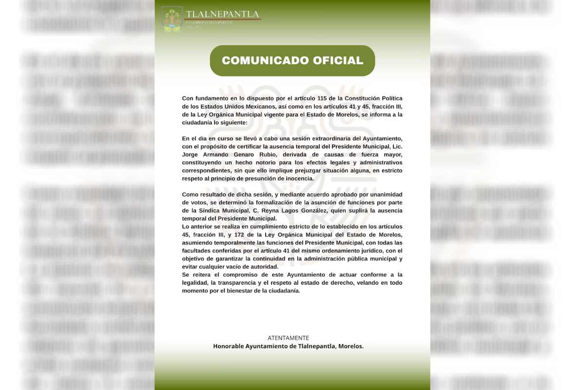 Vinculan a proceso a alcalde de Tlalnepantla, Morelos, por abuso sexual y corrupción de menores