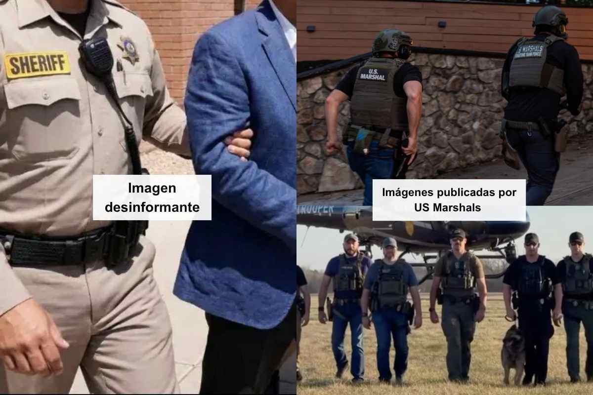 Aunque el Gabinete de Seguridad sí confirmó que Gerardo Mérida Sánchez está bajo custodia de las autoridades de Estados Unidos, la imagen que circula en redes sociales sobre su detención fue generada con inteligencia artificial. 