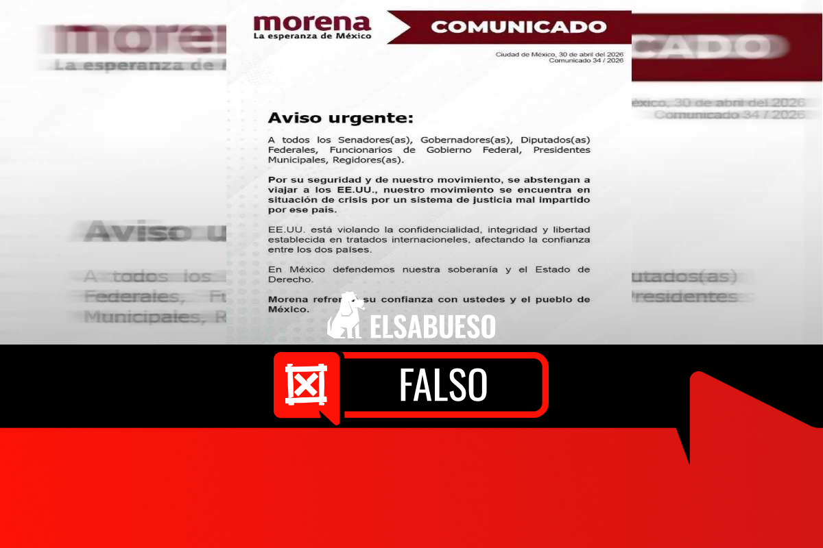 El partido Morena no publicó un comunicado pidiendo a sus representantes no viajar a Estados Unidos