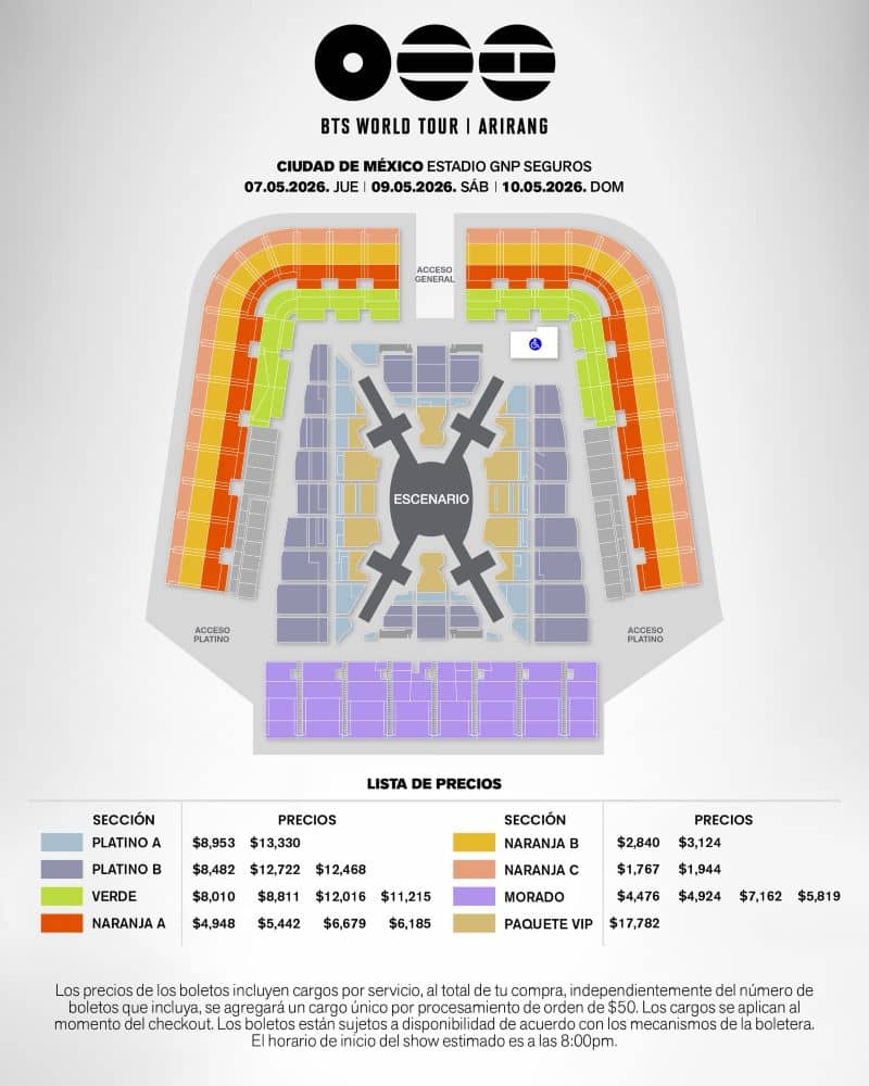 mapa boletos bts mexico