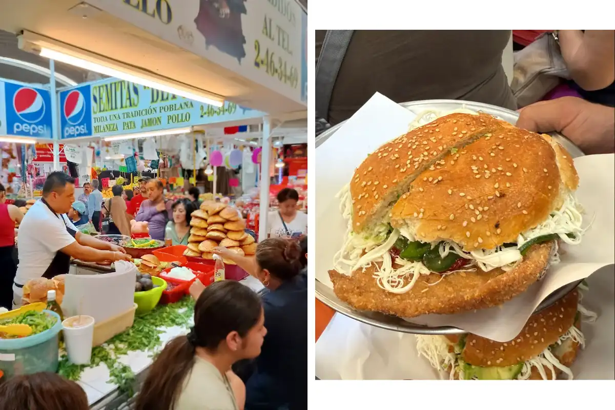 Puesto de comida al interior de un mercado
