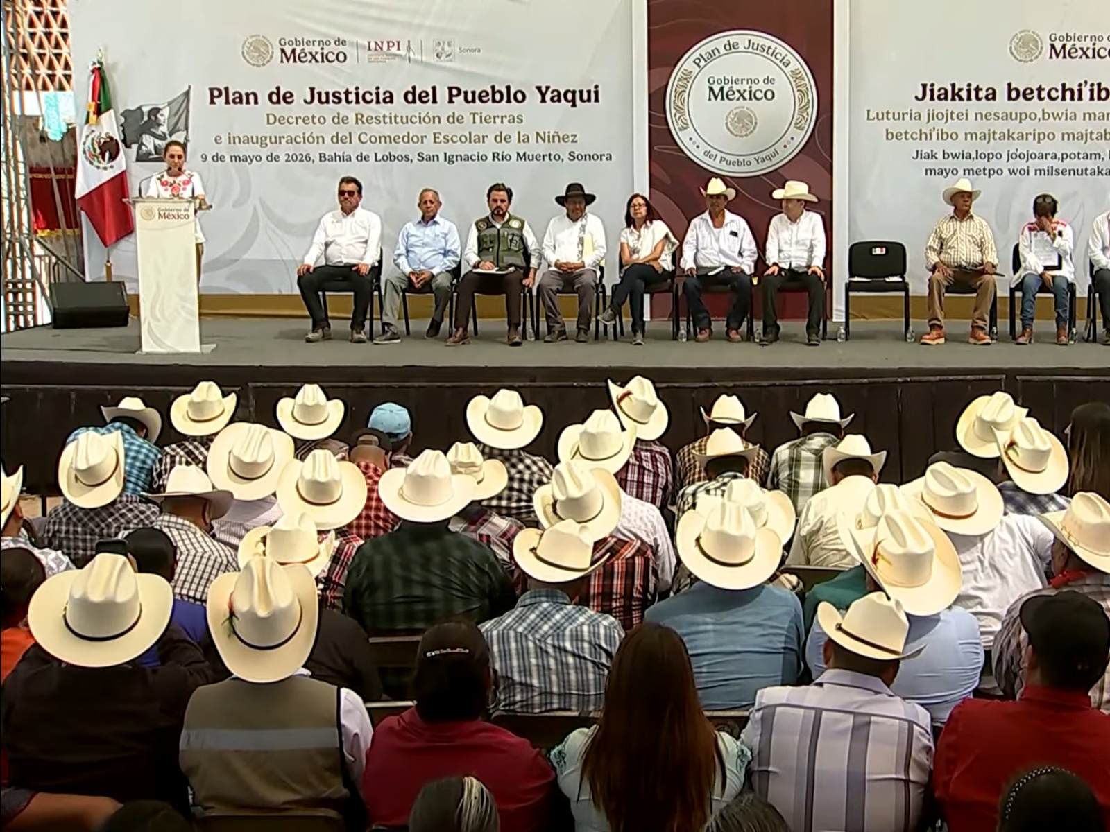 Traen a Díaz Ayuso “y reconocen a Hernán Cortés”: Sheinbaum critica a opositores ante el pueblo yaqui en Sonora