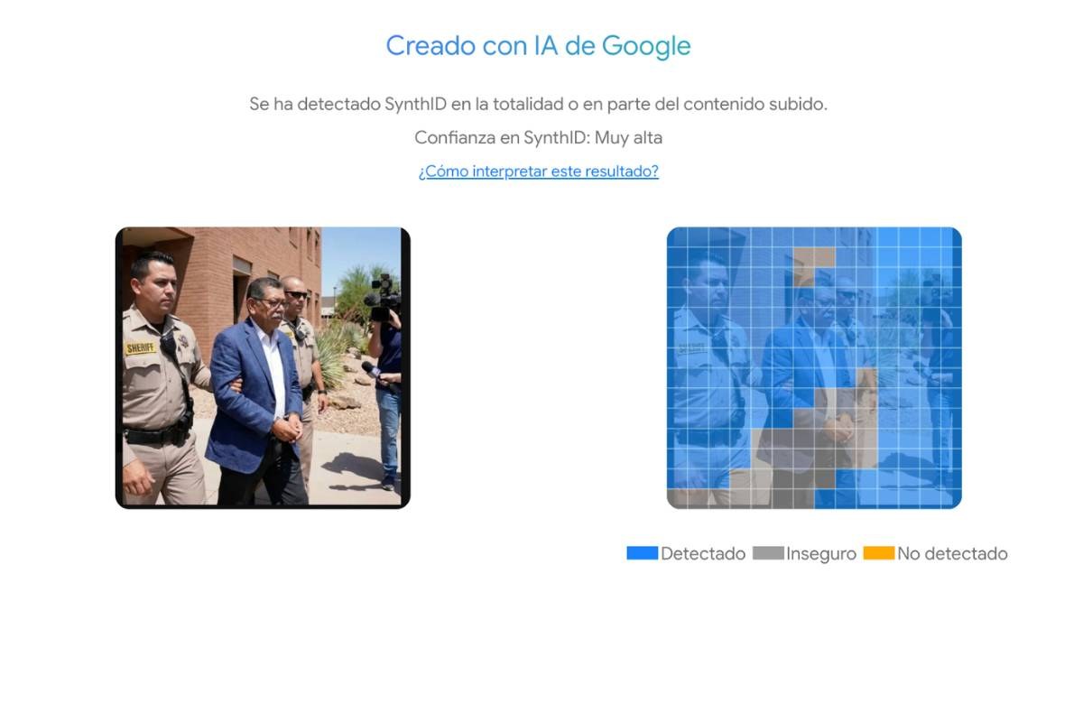 Aunque el Gabinete de Seguridad sí confirmó que Gerardo Mérida Sánchez está bajo custodia de las autoridades de Estados Unidos, la imagen que circula en redes sociales sobre su detención fue generada con inteligencia artificial. 