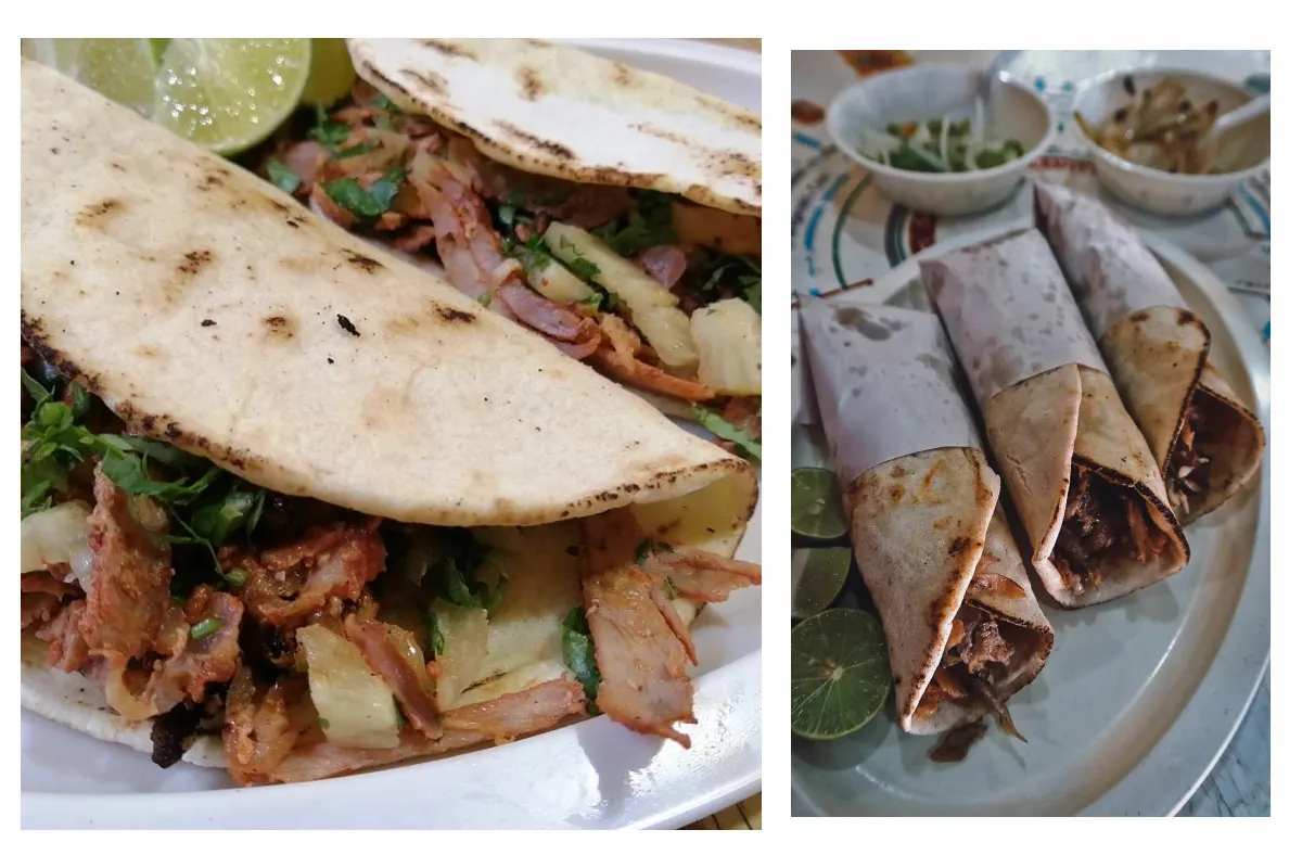 tacos árabes, tacos orientales y tacos al pastor servidos