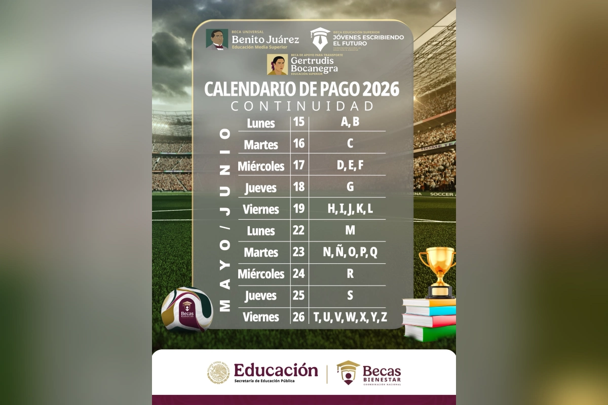Calendario oficial de pagos de la beca Benito Juárez