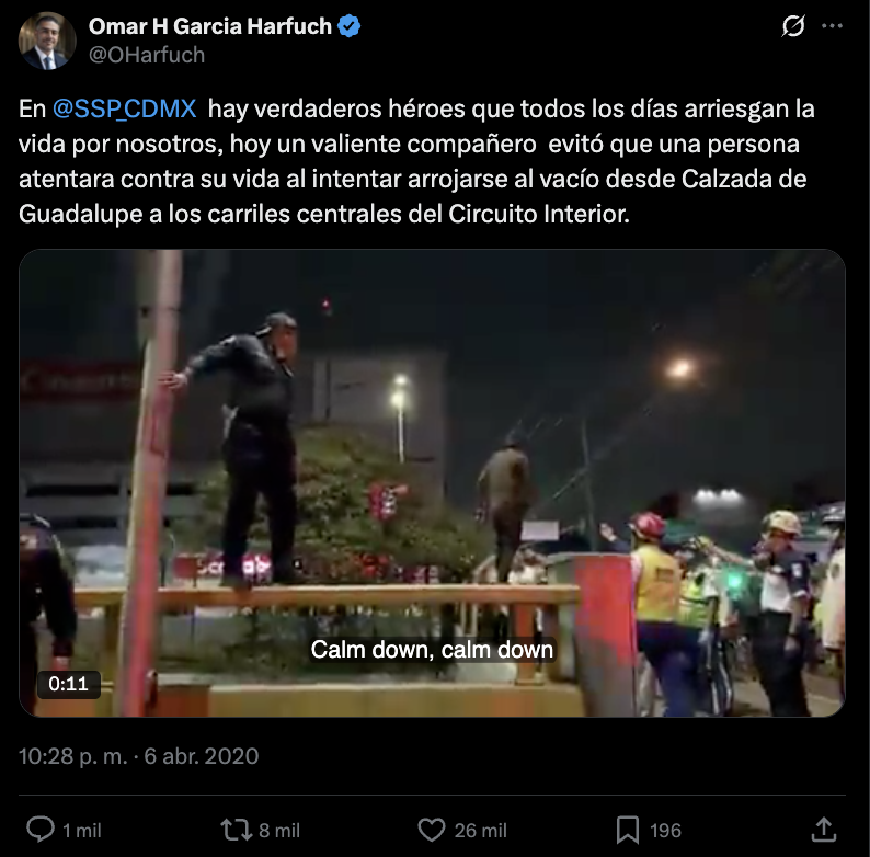 Fuente: captura de pantalla de la publicación de Omar García Harfuch en X.
