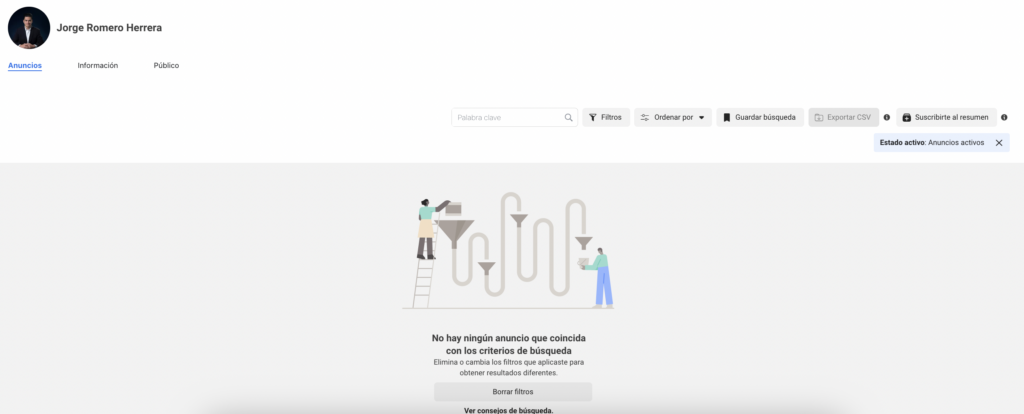 Fuente: captura de pantalla del Informe de la Biblioteca de Anuncios de Meta.