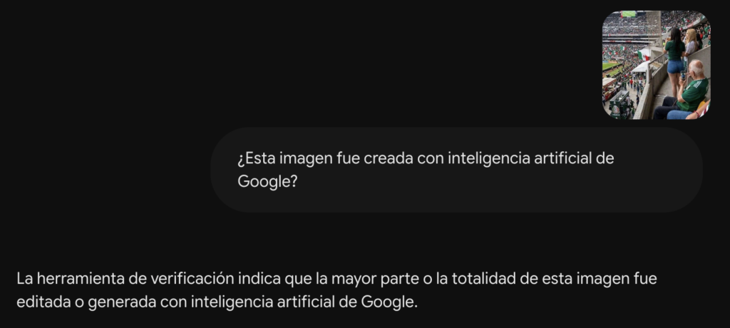 Fuente: captura de pantalla del uso de la herramienta de detección de IA.