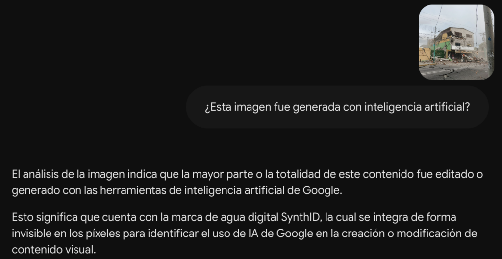 Fuente: captura de pantalla del análisis de SynthID.