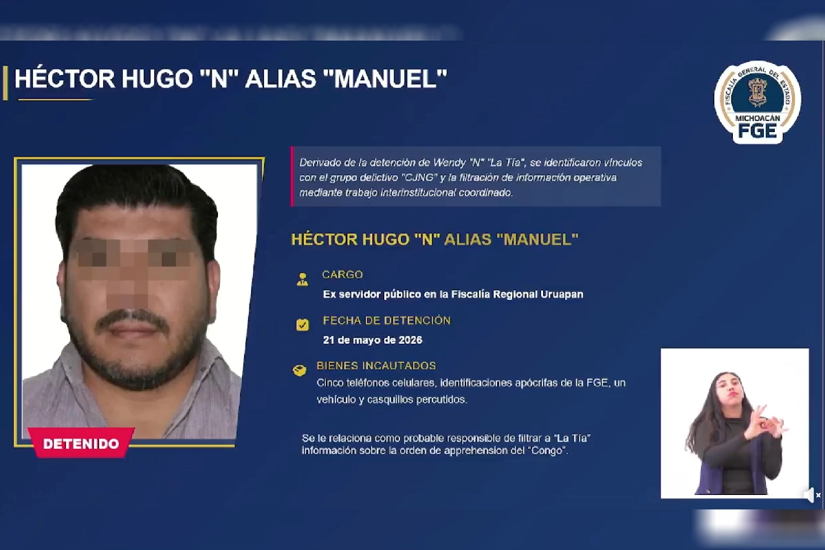 Caso Carlos Manzo: detienen a exfuncionario de la Fiscalía de Michoacán y a agente de la Guardia Civil