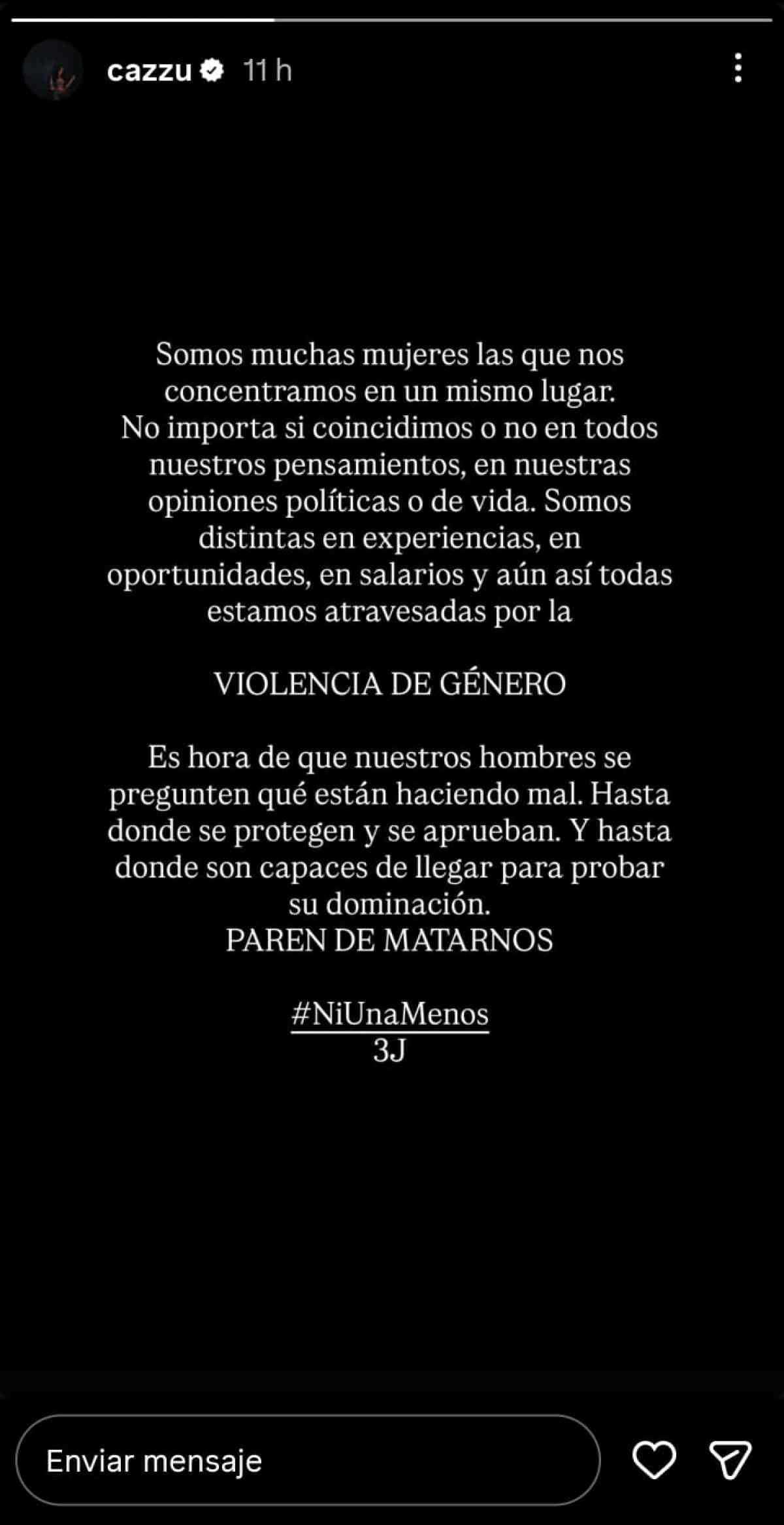 Cazzu se pronunció sobre el movimiento "Ni una Menos"