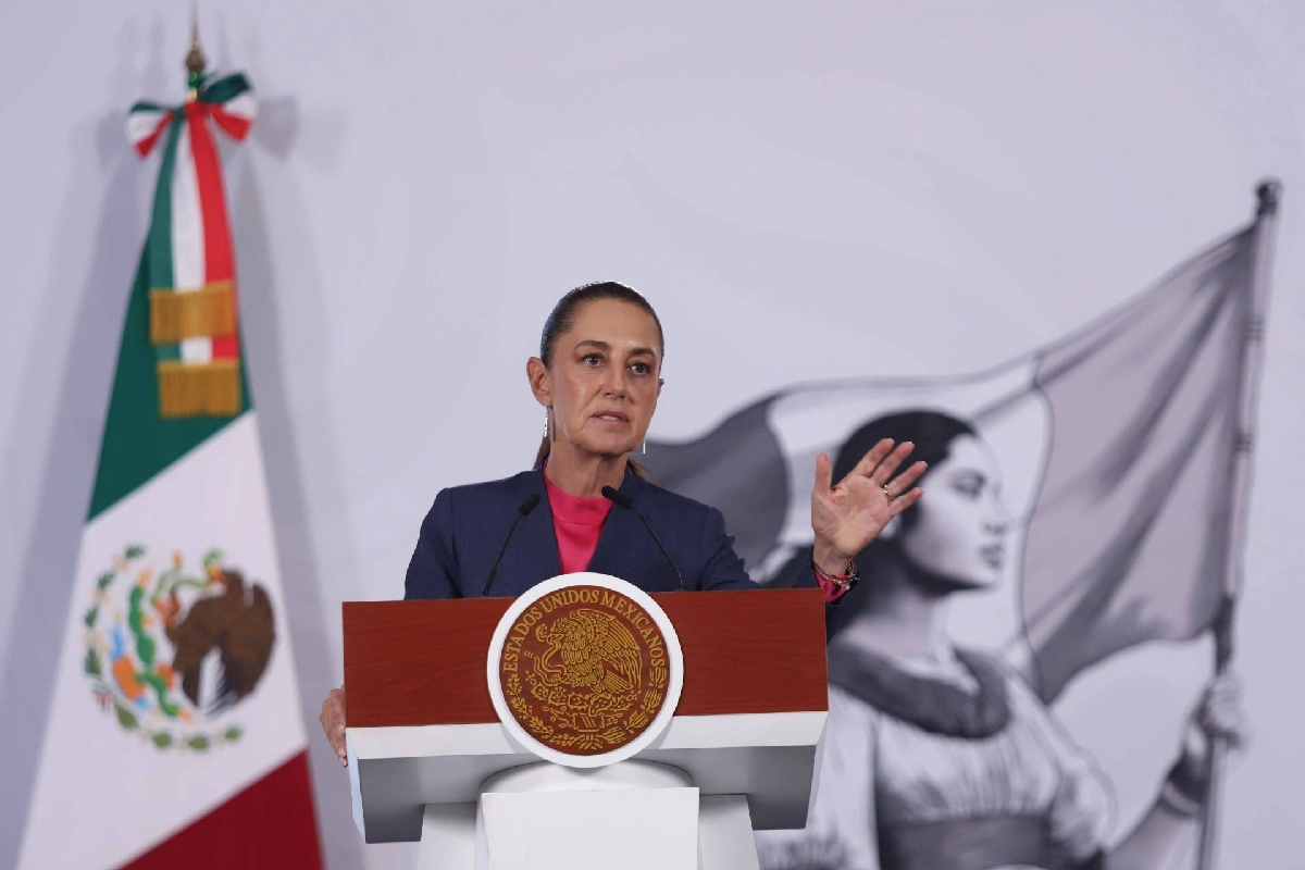 Presidenta Claudia Sheinbuam durante su conferencia de prensa matutina en la que habló del TMEC